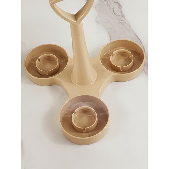 Tupperware Condiment Snack Caddy #757-3 Almond Base 6 3/4" Made in USA Vintage - Picture 11 of 14